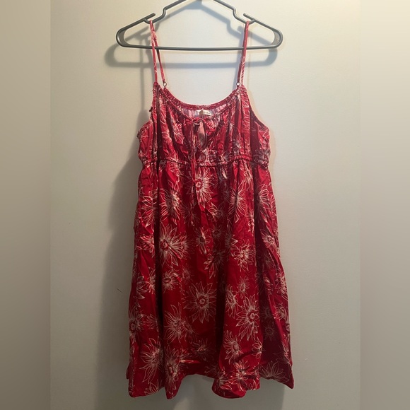 Rewind Juniors Tie Front Fit & Flare Dress, Women's SZ XXL, Red Hawaii - Picture 3 of 7